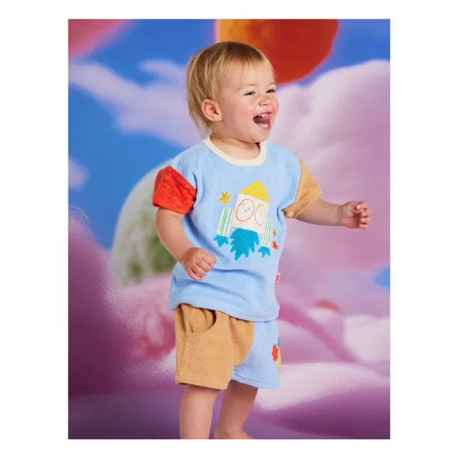 Pantalones cortos de rizo con estrellas | Azul Cielo