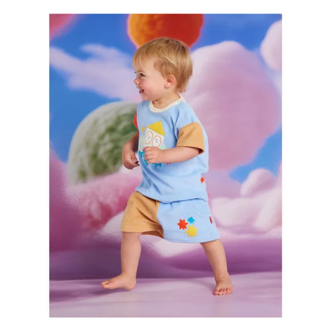Pantalones cortos de rizo con estrellas | Azul Cielo