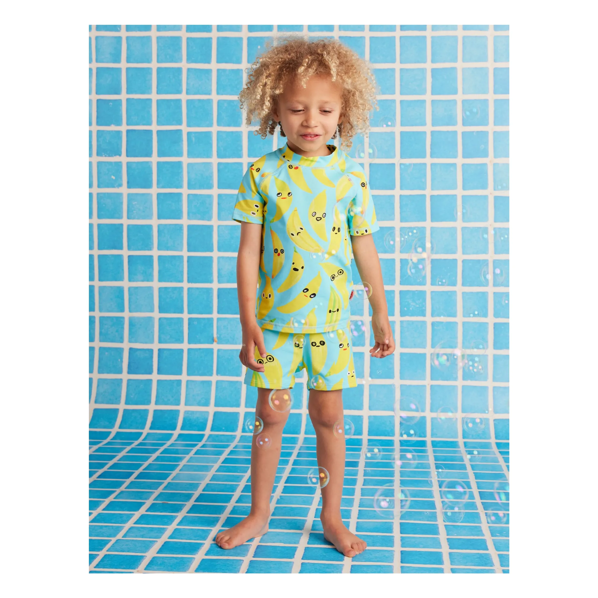 T-shirt de Bain Anti-UV Bananes Fibres Recyclées | Turquoise- Image produit n°2