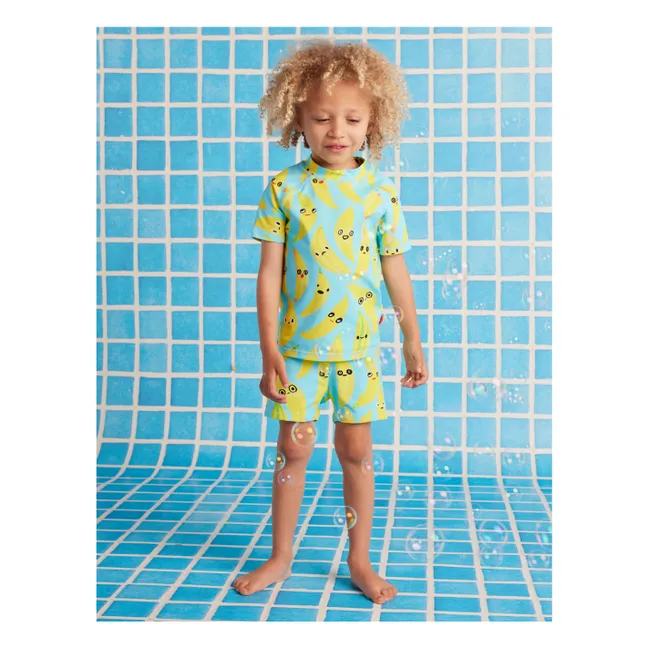 Anti-UV Bananen Bade-T-Shirt aus recycelten Fasern | Turquoise