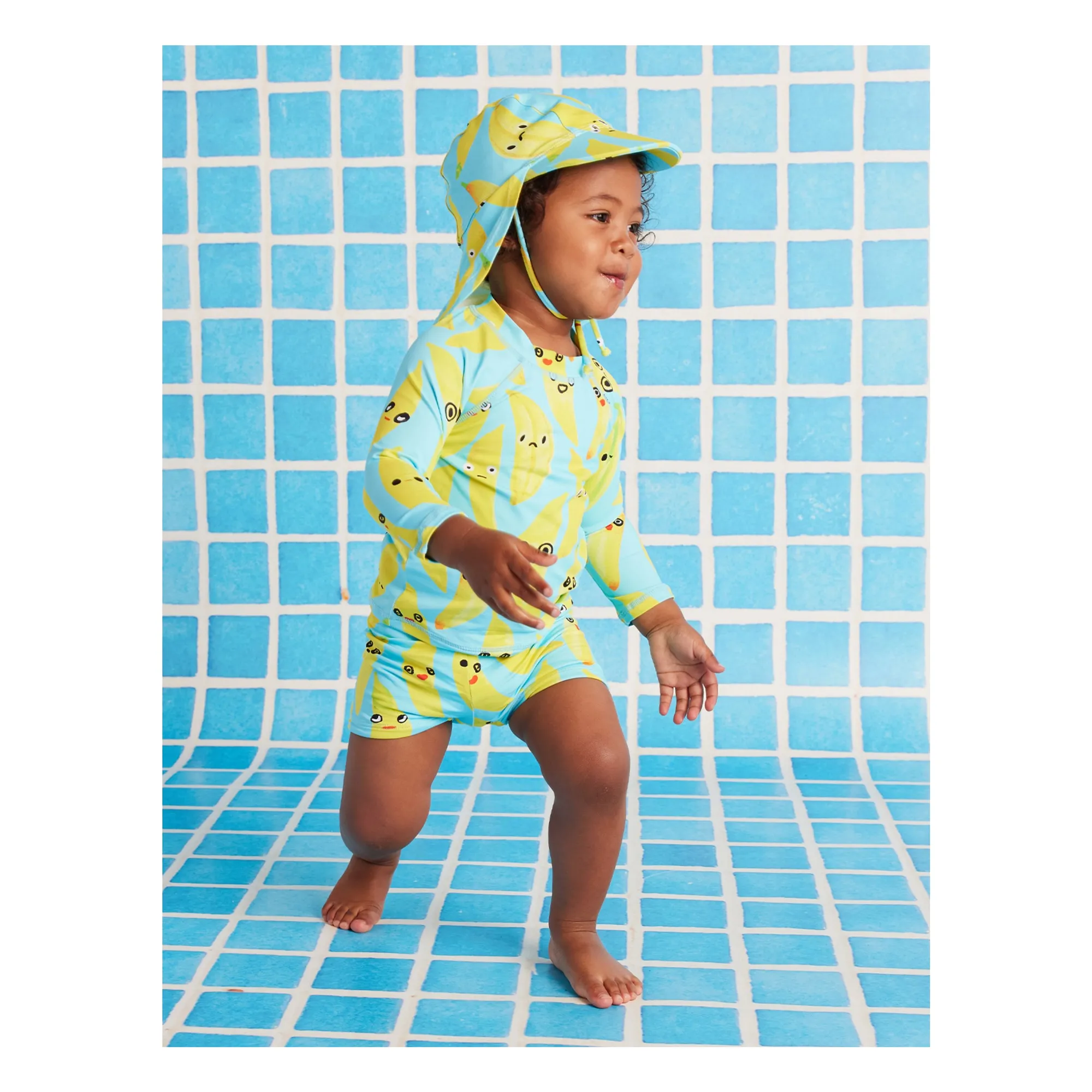 T-shirt de Bain Manches Longues Anti-UV Bananes Fibres Recyclées | Turquoise- Image produit n°3