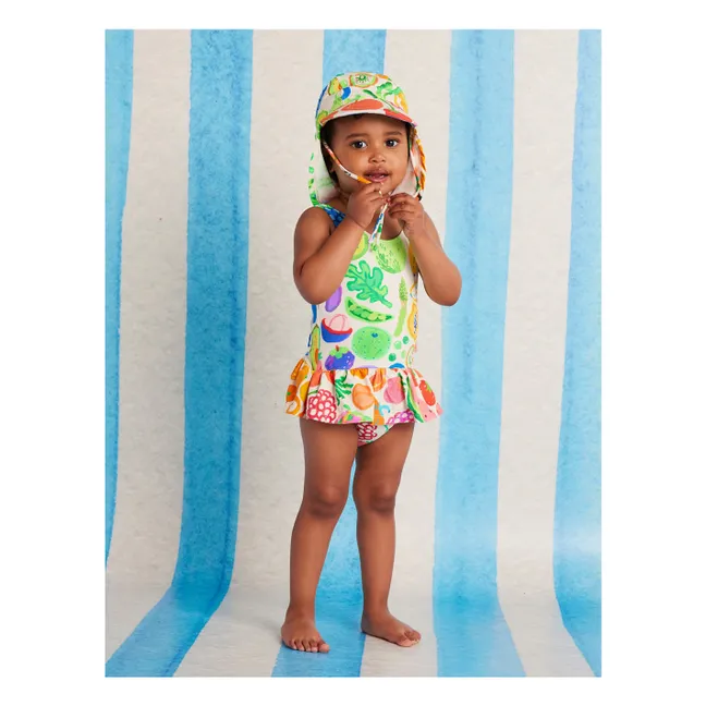 Fruits Ruffles Swimsuit Recycled Fibers | Ecru