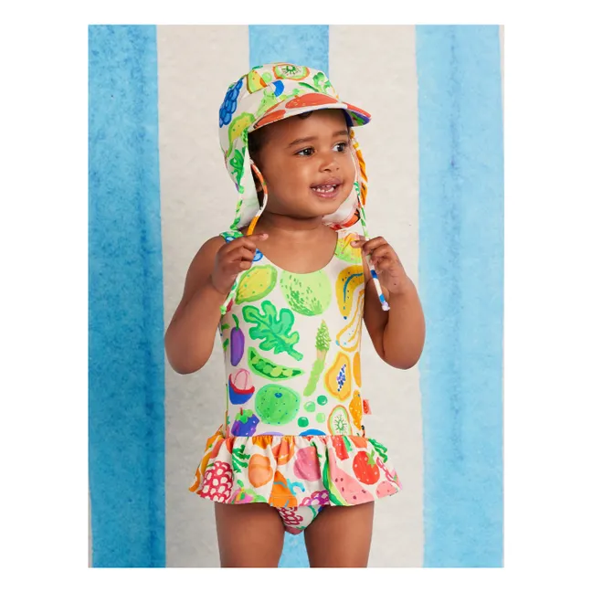 Fruits Ruffles Swimsuit Recycled Fibers | Ecru