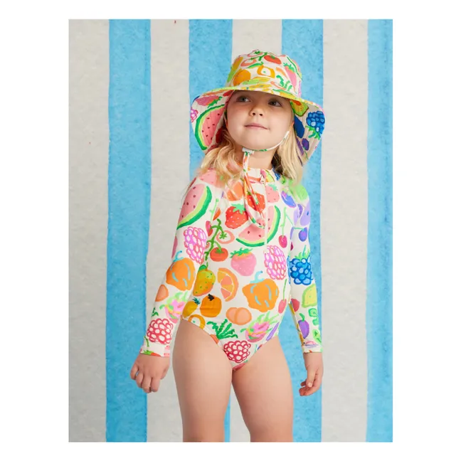 Maillot de Bain Manches Longues Fruits Fibres Recyclées | Ecru