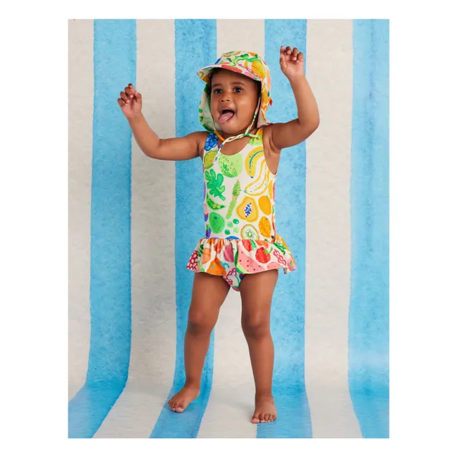Fruits Ruffles Swimsuit Recycled Fibers | Ecru