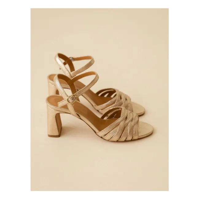 Sandalias Loren Lamé de piel | Champagne