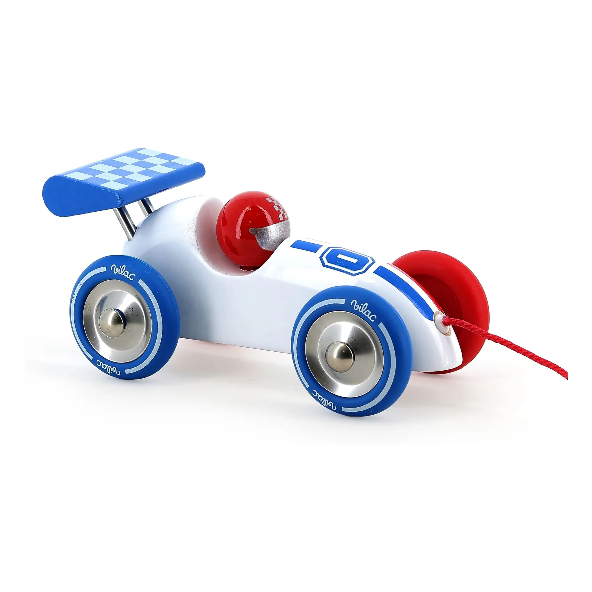 Voiture de course à tirer | Blanc- Image produit n°0