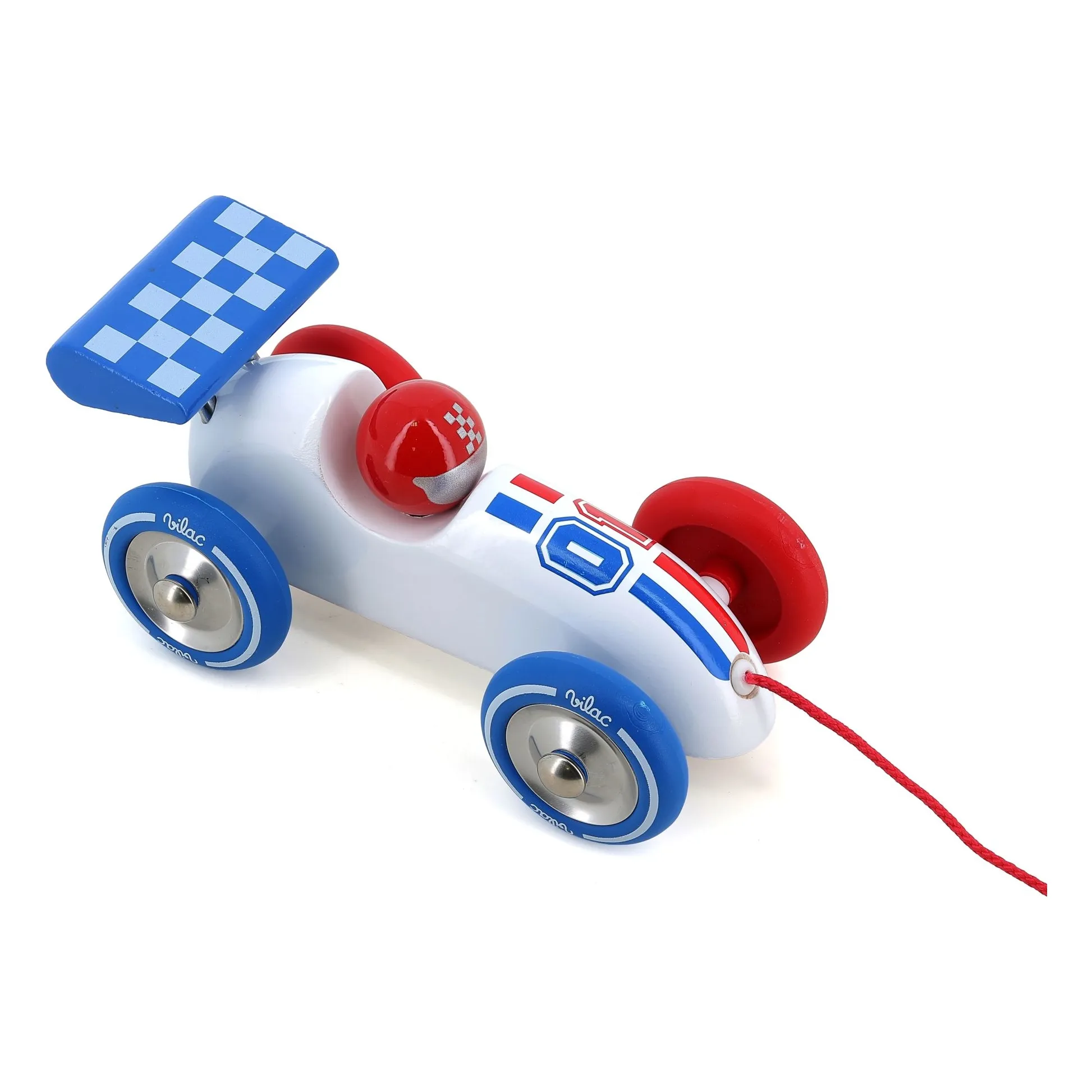 Voiture de course à tirer | Blanc- Image produit n°1