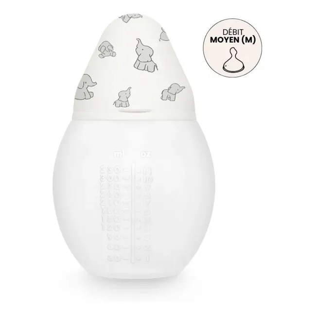 Biberon en silicone médical et tétine physiologique Elephants