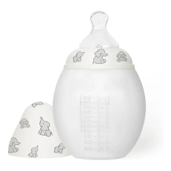 Biberon en silicone médical et tétine physiologique Elephants