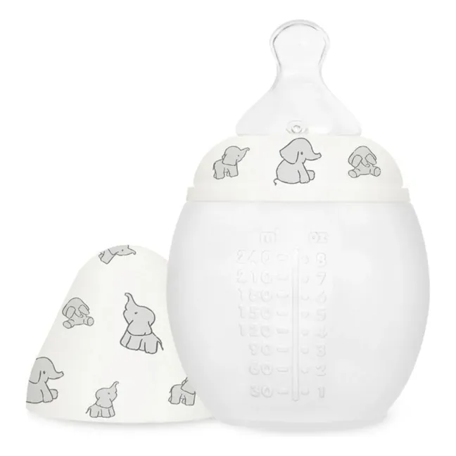 Biberon en silicone médical et tétine physiologique Elephants