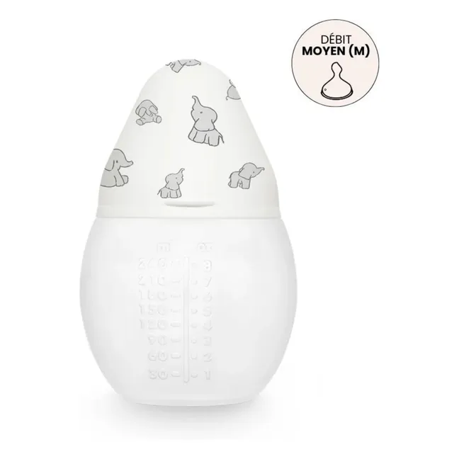 Biberon en silicone médical et tétine physiologique Elephants