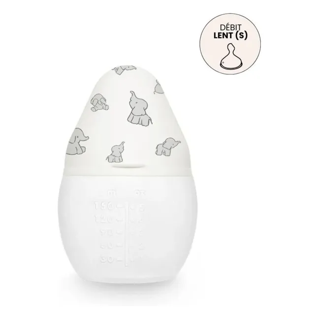 Biberon en silicone médical et tétine physiologique Elephants