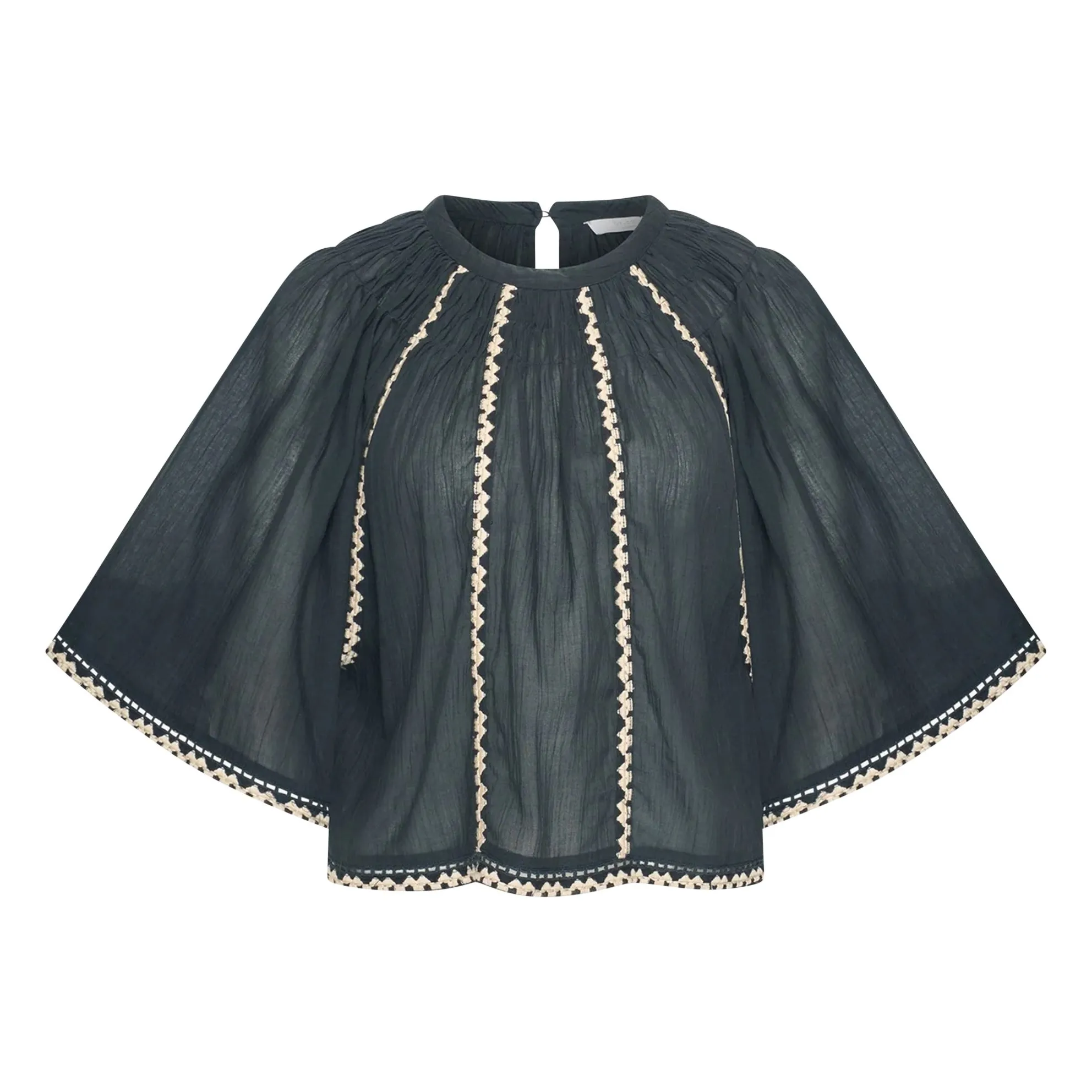 Blouse Emmi Brodée Coton Bio | Charbon- Image produit n°0
