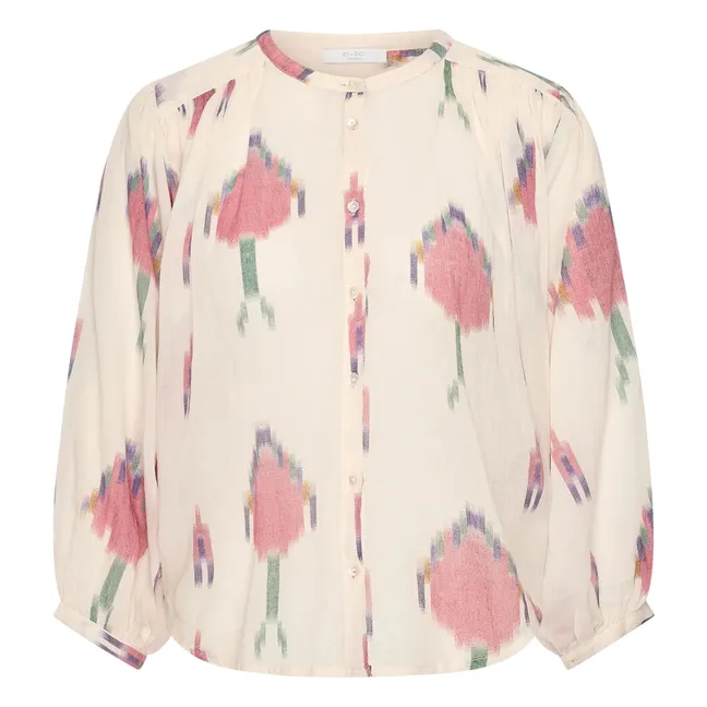 Blusa Becky Ikat de algodón orgánico | Blanco