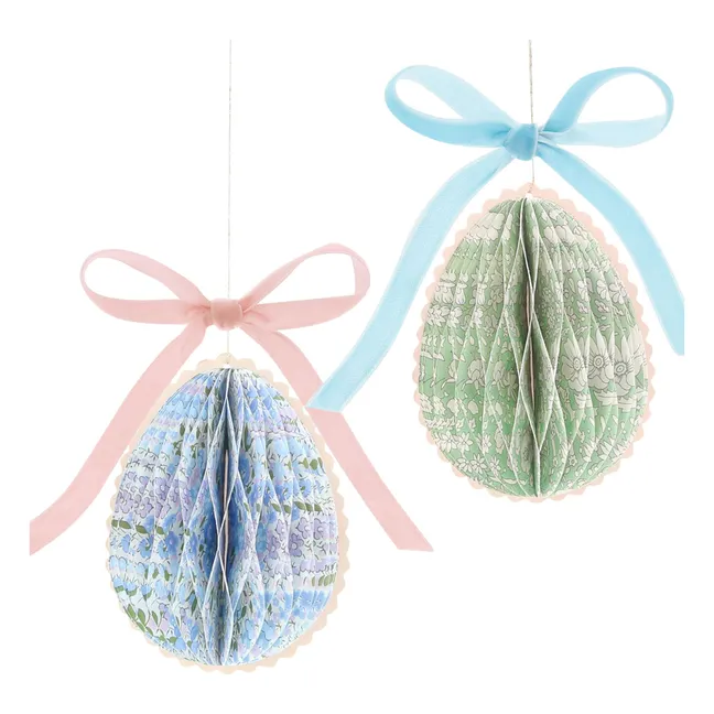 Huevos decorativos colgantes - Meri Meri x Liberty - Lote de 6