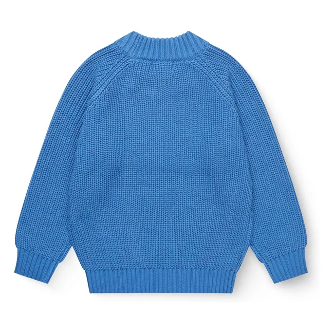 Pull Côtelé Coton Bio | Bleu azur