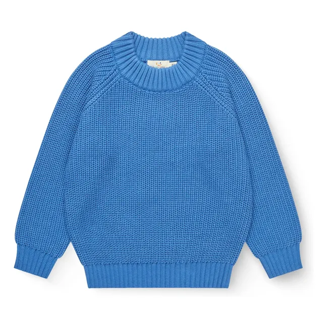 Pull Côtelé Coton Bio | Bleu azur