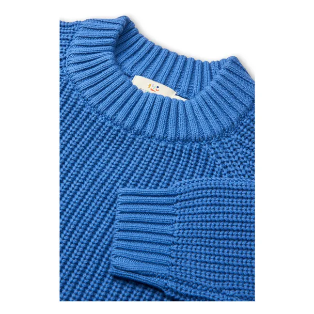 Pull Côtelé Coton Bio | Bleu azur