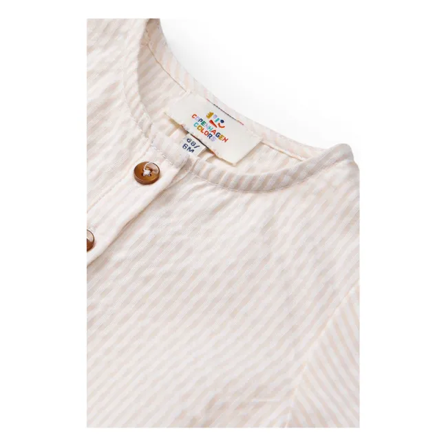 Pelele de algodón orgánico Seersucker a rayas | Rosa Pálido