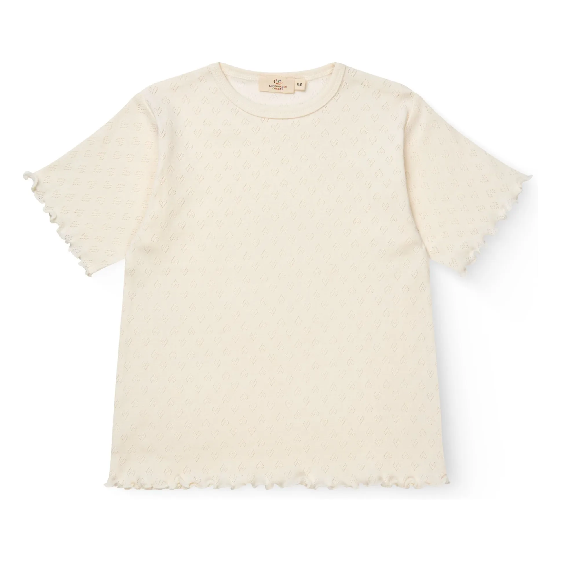 Copenhagen Colors Cream Pointelle Organic Cotton T-Shirt