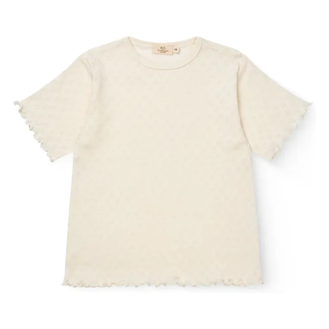 Camiseta Pointelle de algodón ecológico | Crema