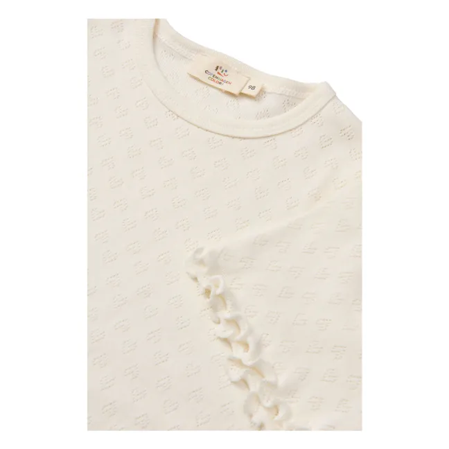 Camiseta Pointelle de algodón ecológico | Crema
