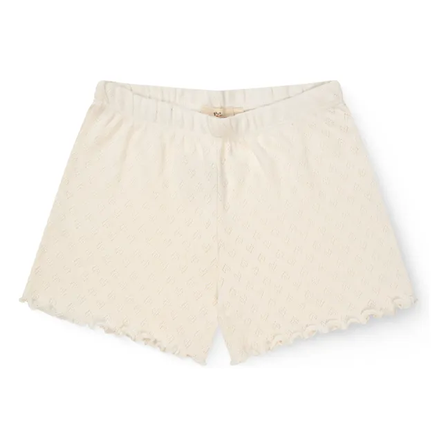 Pantalones cortos Pointelle de algodón orgánico | Crema