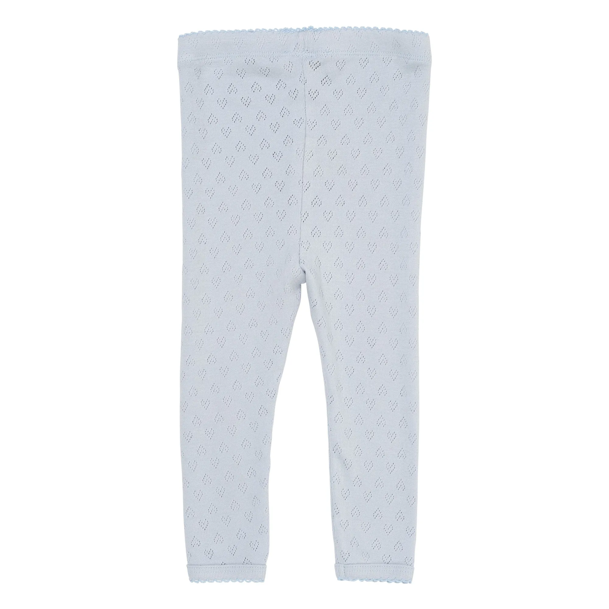 Legging Pointelle Cœurs Coton Bio | Bleu Clair- Image produit n°1