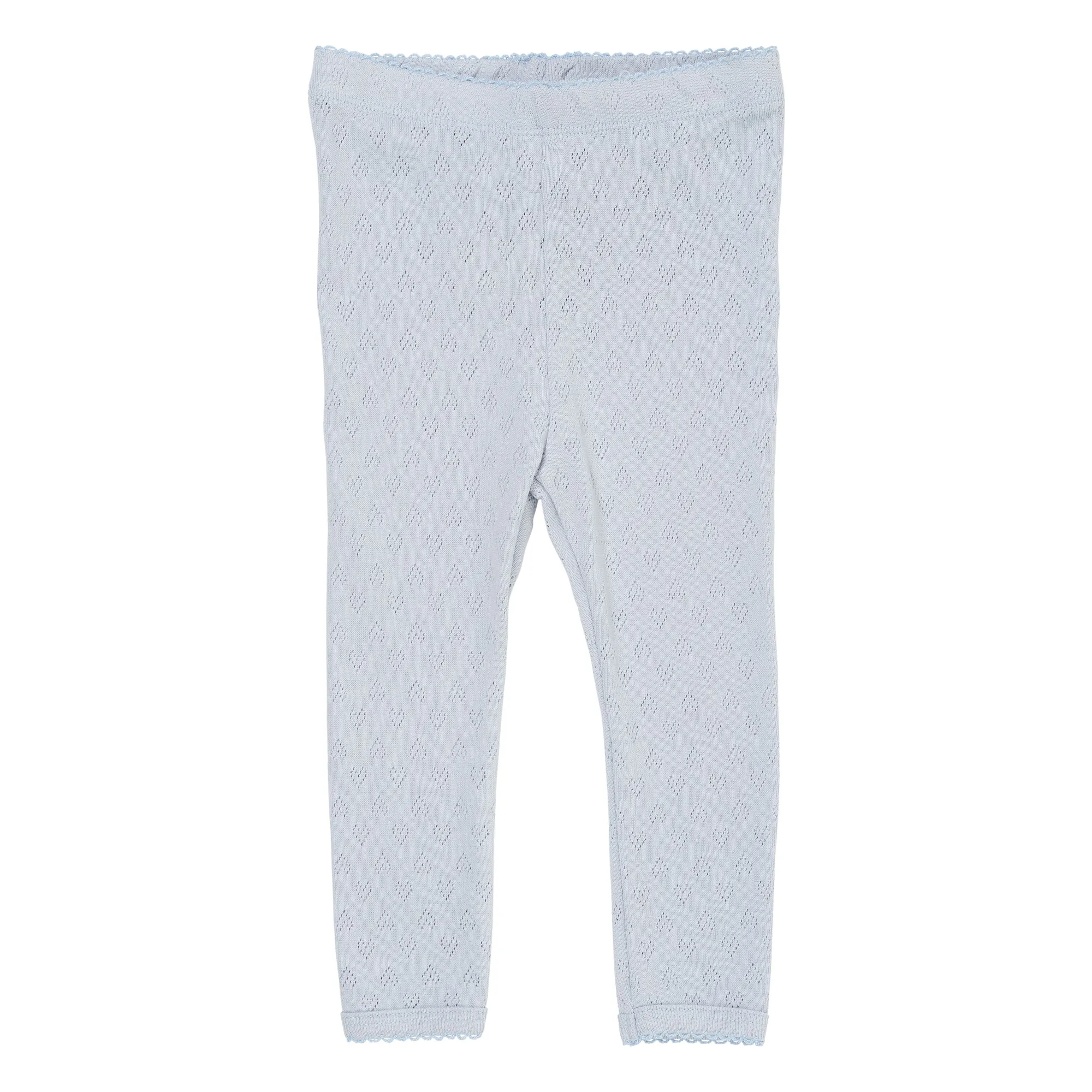 Legging Pointelle Cœurs Coton Bio | Bleu Clair- Image produit n°0