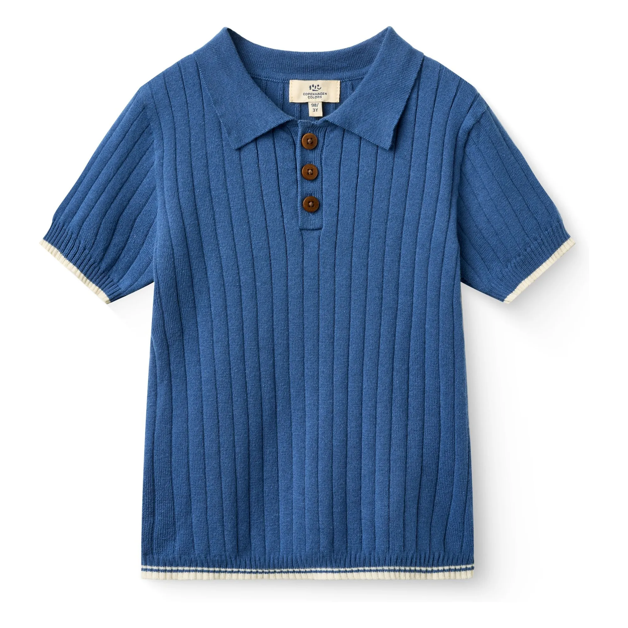 Copenhagen Colors Indigo Ribbed Organic Cotton Polo Shirt
