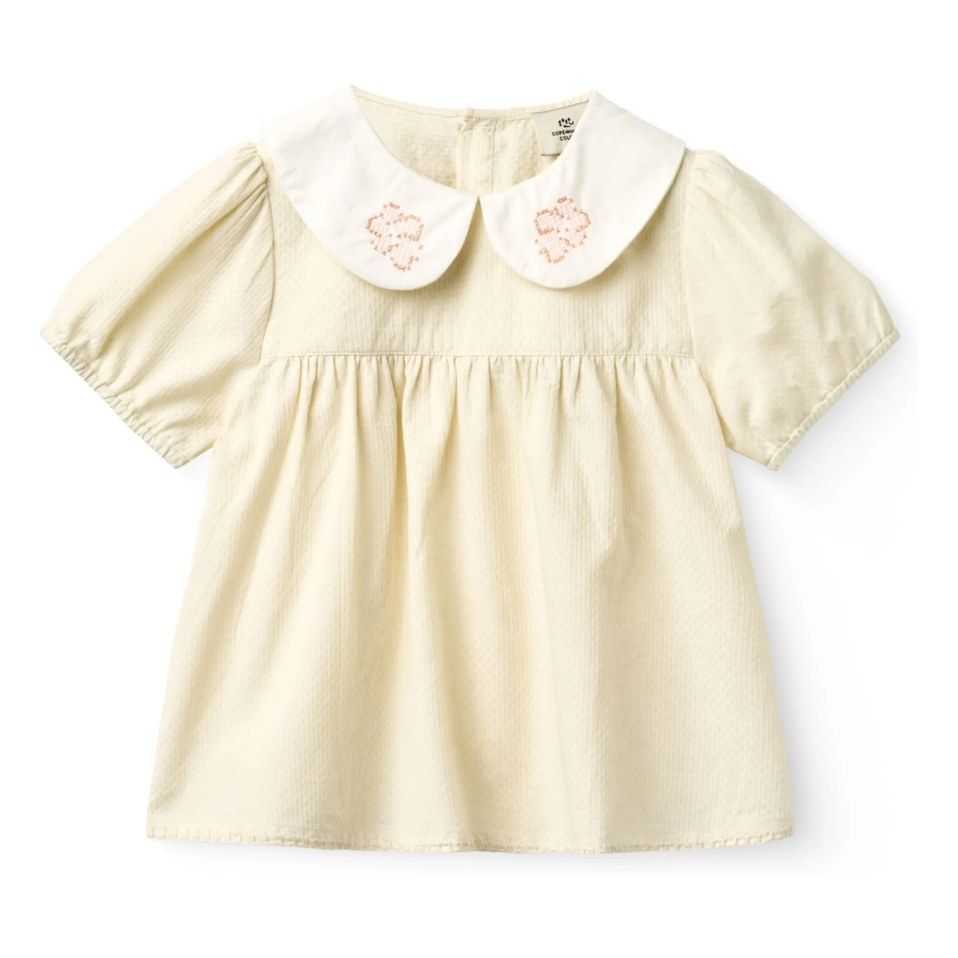 Copenhagen Colors Cream Blouse Col Claudine Fleur Coton Bio