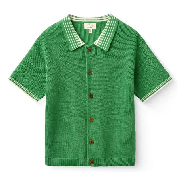 Polo de punto de algodón orgánico | Verde Prado