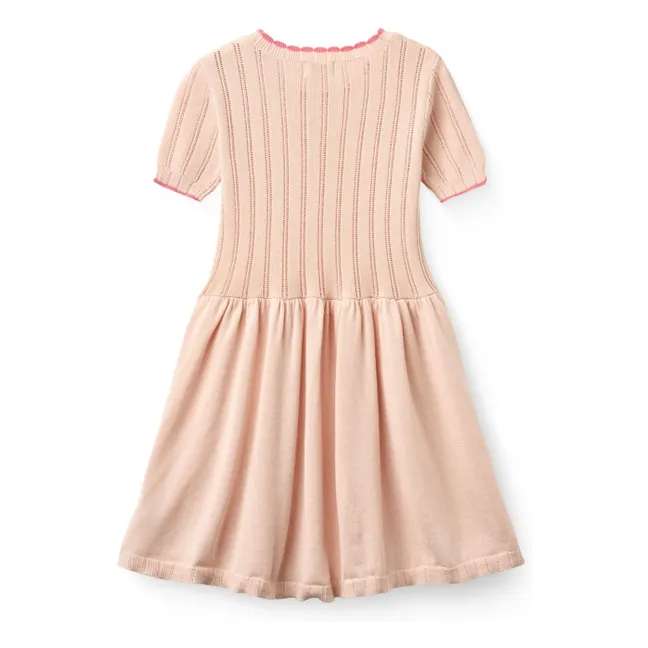 Vestido de punto de algodón orgánico Pointelle | Rosa Melocotón