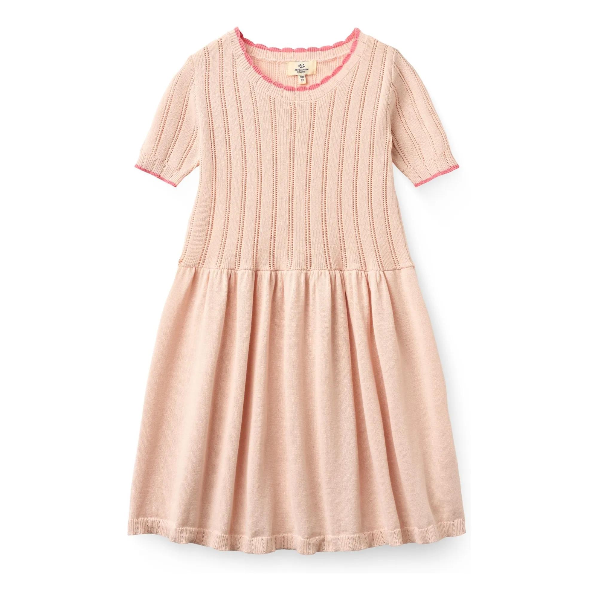 Copenhagen Colors Peach Pointelle Organic Cotton Mesh Dress
