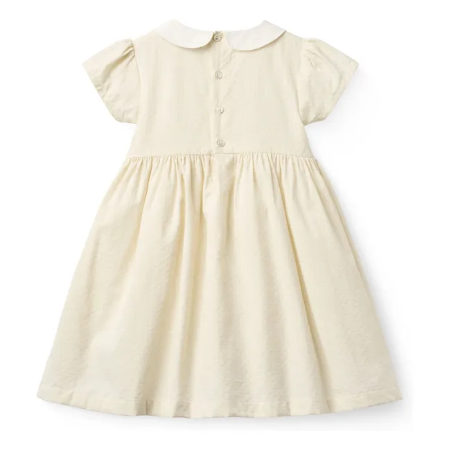 Vestido de algodón orgánico con cuello Peter Pan | Crema