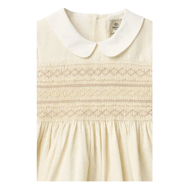 Vestido de algodón orgánico con cuello Peter Pan | Crema