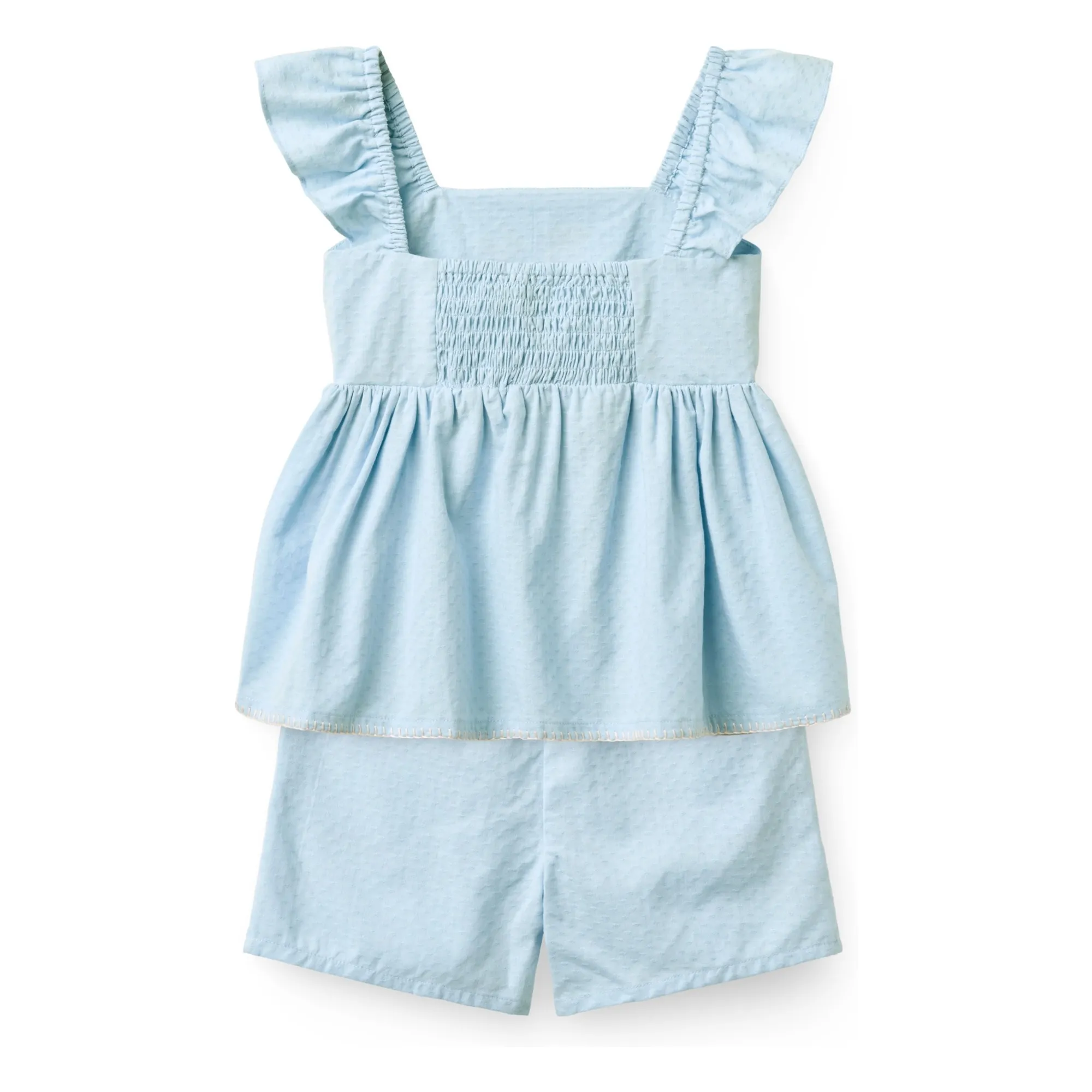Ensemble Top et Short Summer Rayé Coton Bio | Bleu Clair- Image produit n°3