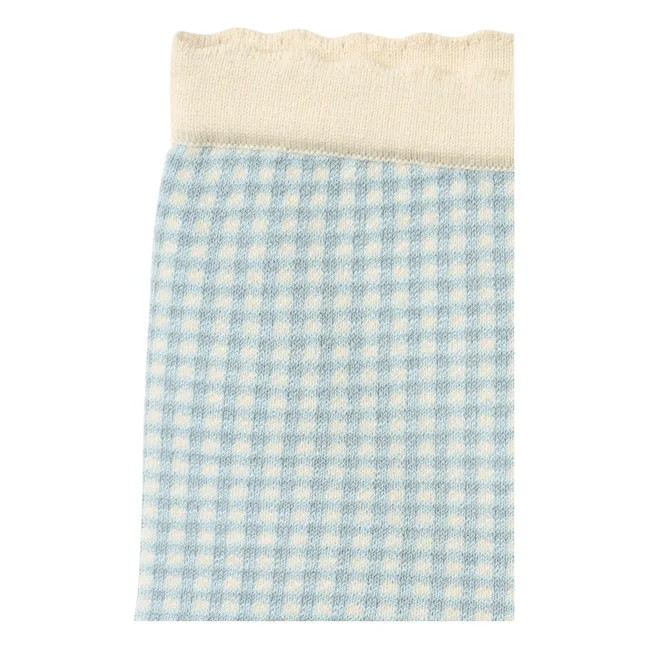 Pantalones cortos a cuadros en jacquard de algodón orgánico | Azul Claro