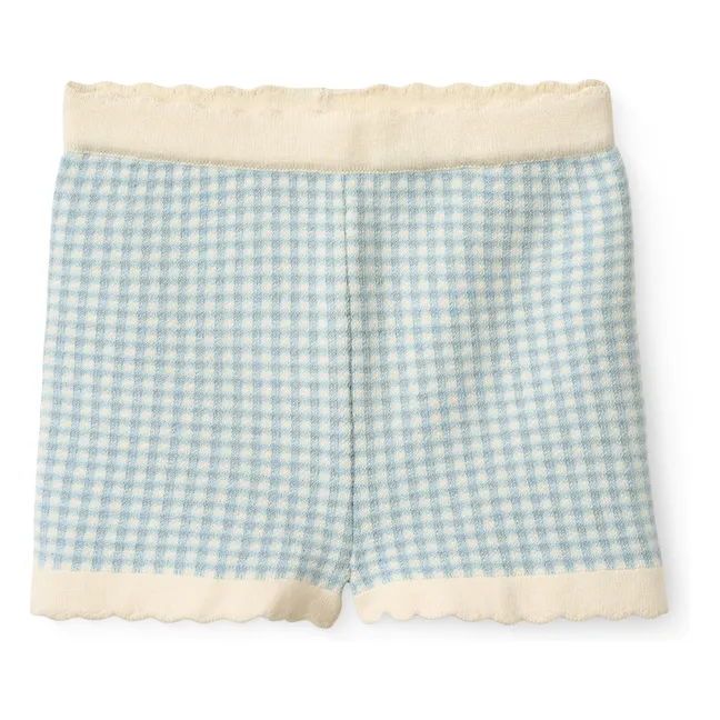 Pantalones cortos a cuadros en jacquard de algodón orgánico | Azul Claro