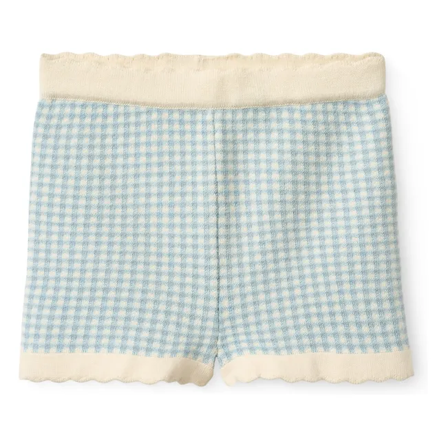 Pantalones cortos a cuadros en jacquard de algodón orgánico | Azul Claro