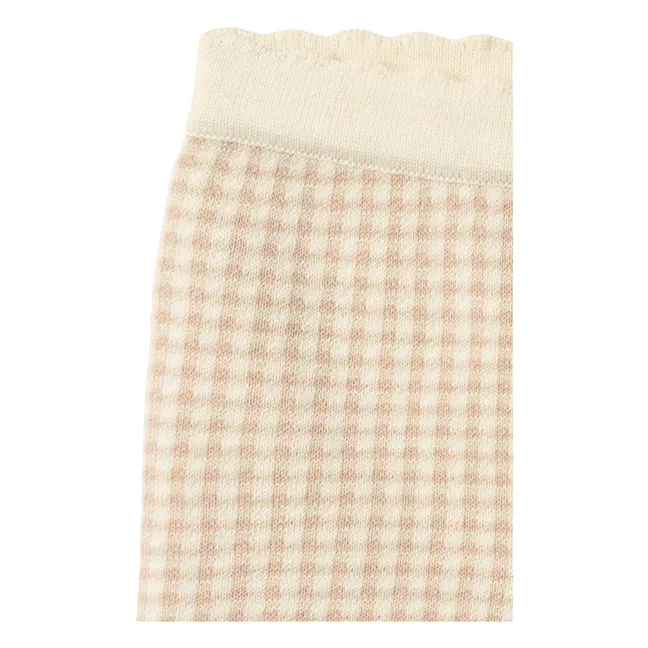 Pantalones cortos a cuadros en jacquard de algodón orgánico | Beige rosado