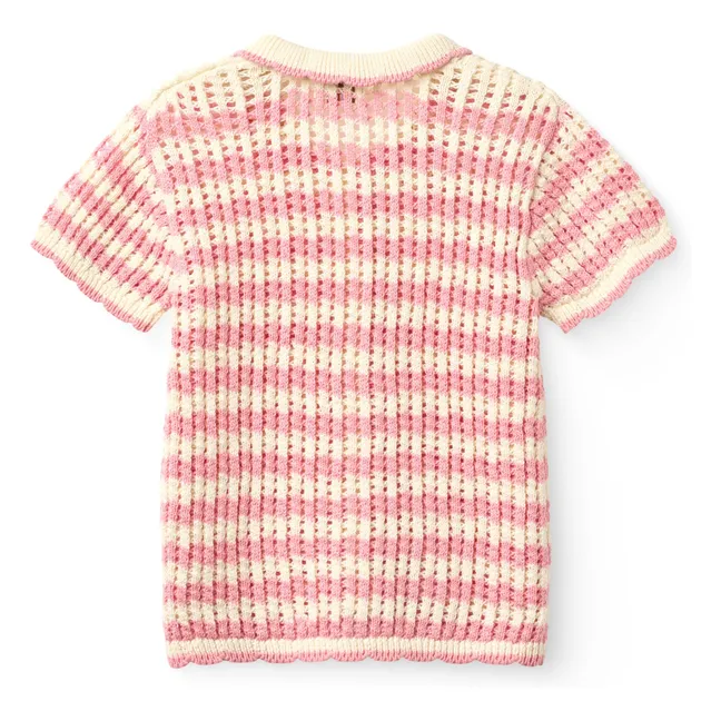 Cardigan Manches Courtes Crochet Coton Bio | Ecru