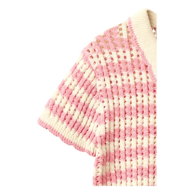 Cardigan Manches Courtes Crochet Coton Bio | Ecru