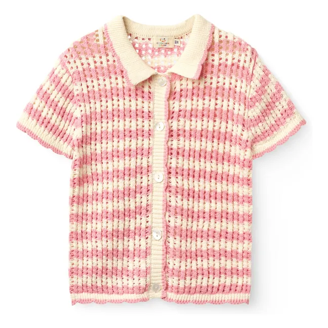 Cardigan Manches Courtes Crochet Coton Bio | Ecru