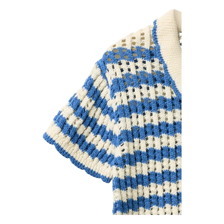 Chaqueta de manga corta de ganchillo de algodón orgánico | Azul Mar- Imagen del producto n°1