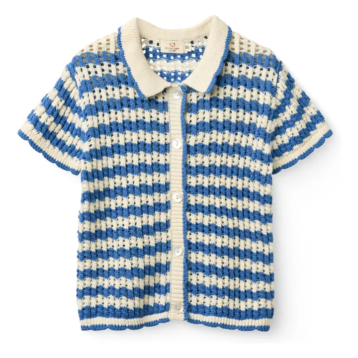 Chaqueta de manga corta de ganchillo de algodón orgánico | Azul Mar- Imagen del producto n°0
