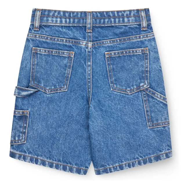Short Denim Cargo Coton Bio | Bleu indigo