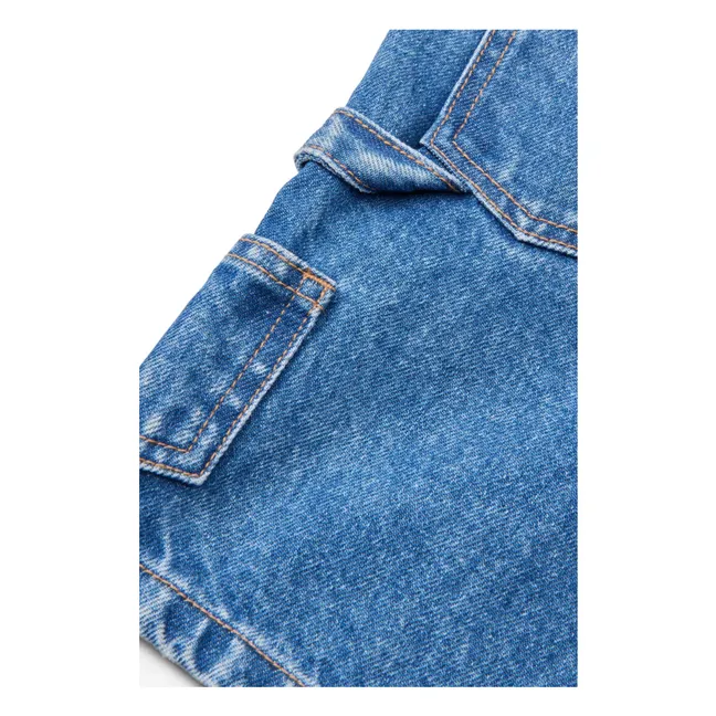 Short Denim Cargo Coton Bio | Bleu indigo