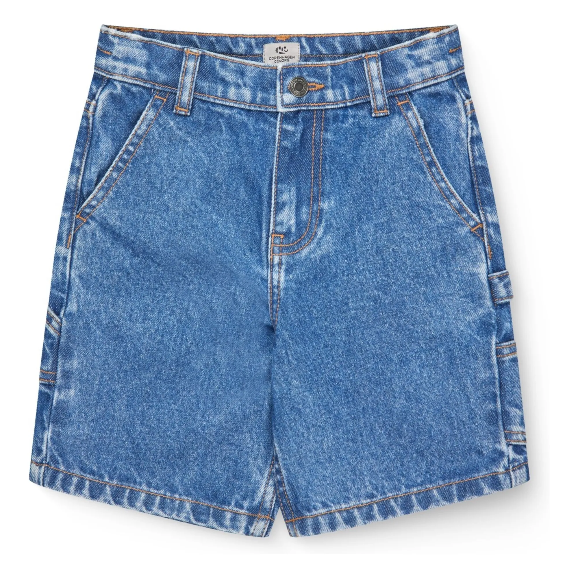 Copenhagen Colors Indigo Blue Denim Cargo Organic Cotton Shorts